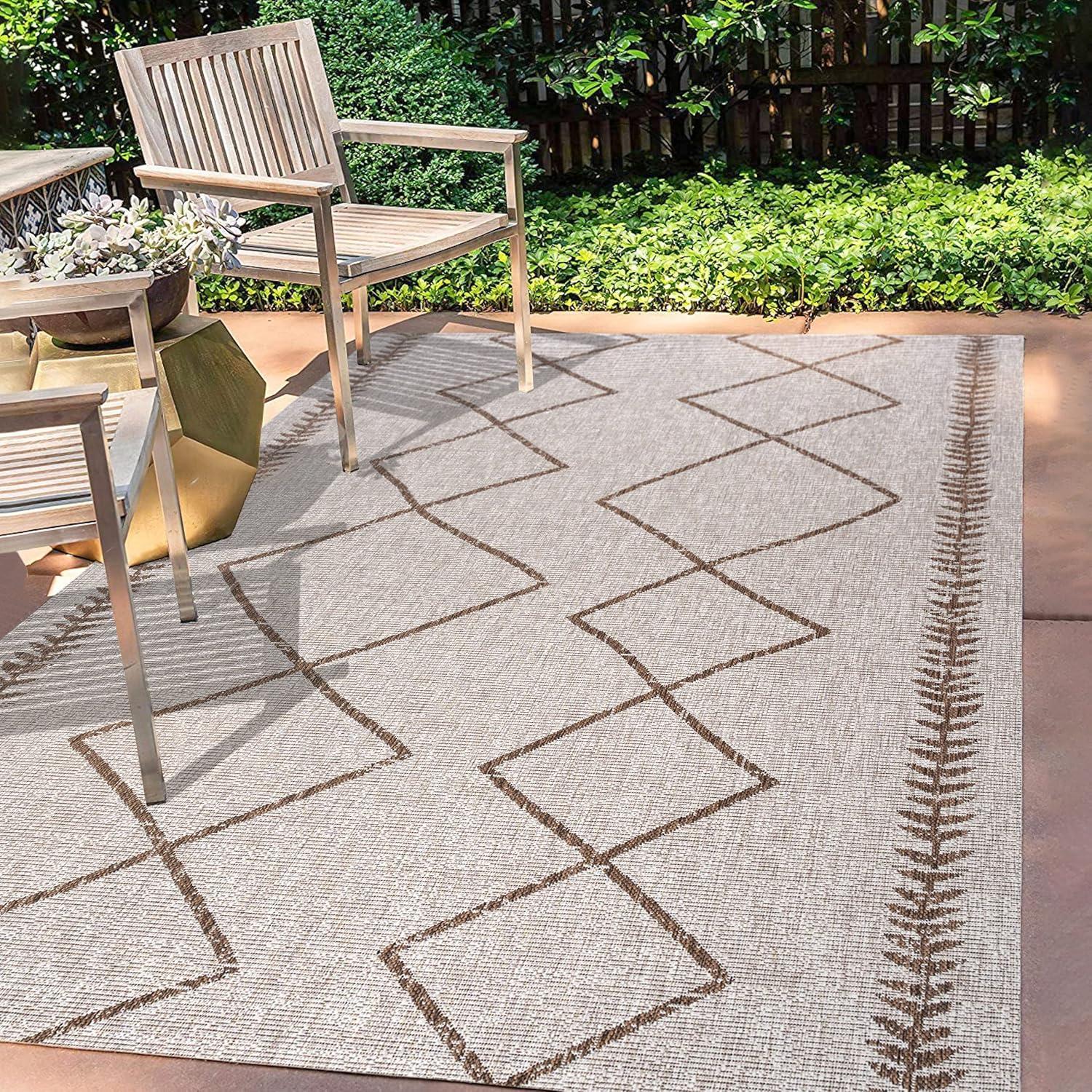 image:imageJONATHAN Y Tribal Diamond Trellis Indoor Outdoor Area Rug 3X5 BlackIvory Derya for Backyard Patio Porch EasyCleaning High Traffic PetFriendly NonShedding SMB129E3BeigeBrown