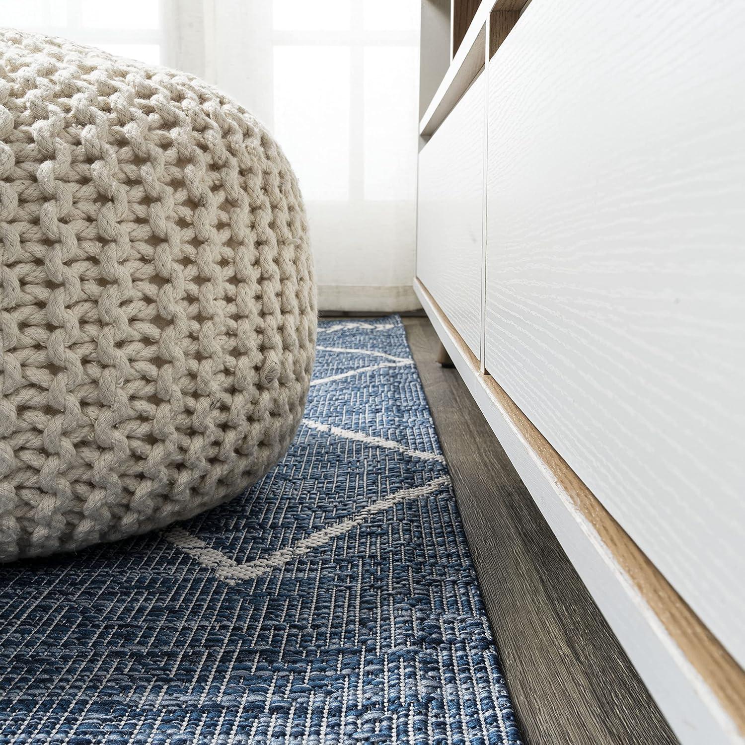 image:imageJONATHAN Y Tribal Diamond Trellis Indoor Outdoor Area Rug 3X5 BlackIvory Derya for Backyard Patio Porch EasyCleaning High Traffic PetFriendly NonShedding SMB129E3BlueIvory
