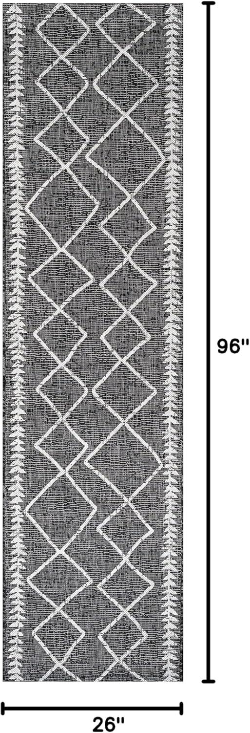 image:imageJONATHAN Y Tribal Diamond Trellis Indoor Outdoor Area Rug 3X5 BlackIvory Derya for Backyard Patio Porch EasyCleaning High Traffic PetFriendly NonShedding SMB129E3BlackIvory