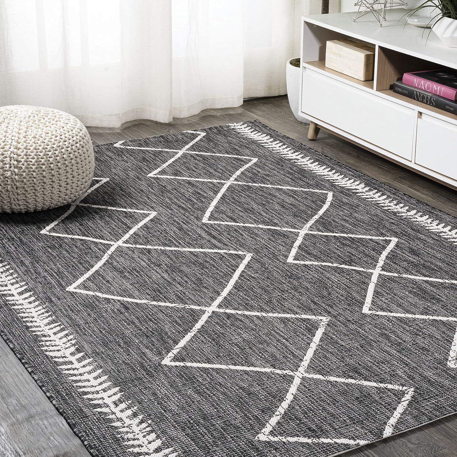 image:imageJONATHAN Y Tribal Diamond Trellis Indoor Outdoor Area Rug 3X5 BlackIvory Derya for Backyard Patio Porch EasyCleaning High Traffic PetFriendly NonShedding SMB129E3BlackIvory