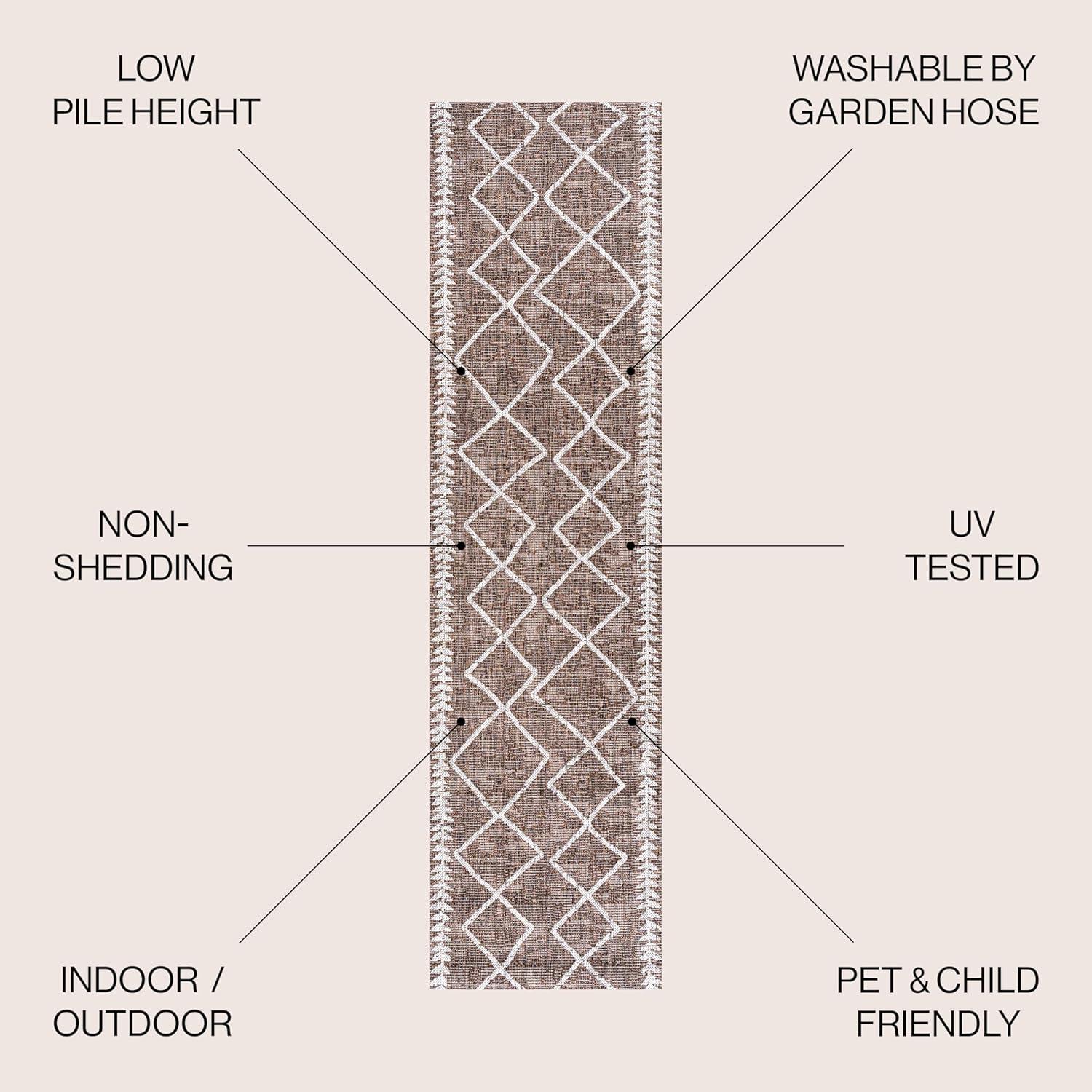 image:imageJONATHAN Y Tribal Diamond Trellis Indoor Outdoor Area Rug 3X5 BlackIvory Derya for Backyard Patio Porch EasyCleaning High Traffic PetFriendly NonShedding SMB129E3BrownBeige