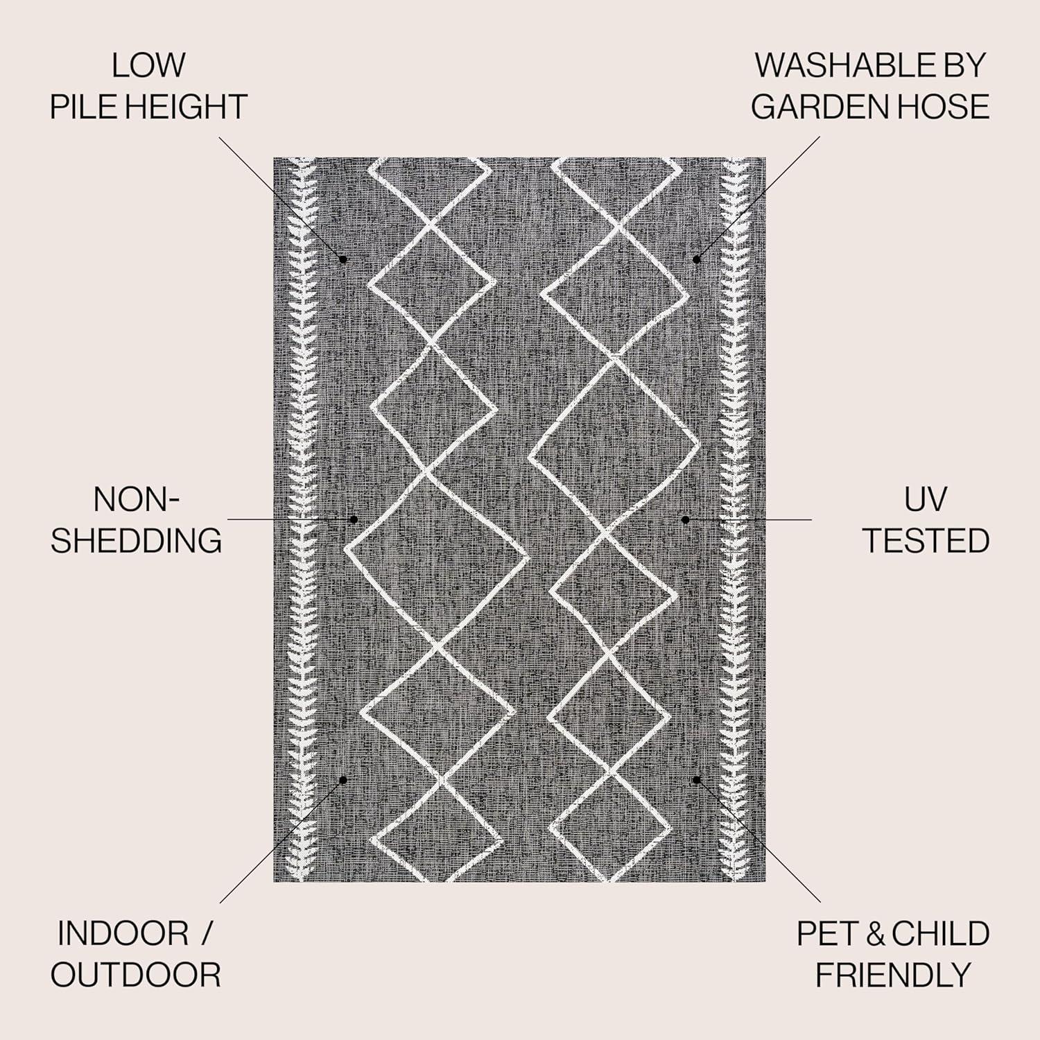 image:imageJONATHAN Y Tribal Diamond Trellis Indoor Outdoor Area Rug 3X5 BlackIvory Derya for Backyard Patio Porch EasyCleaning High Traffic PetFriendly NonShedding SMB129E3BlackIvory