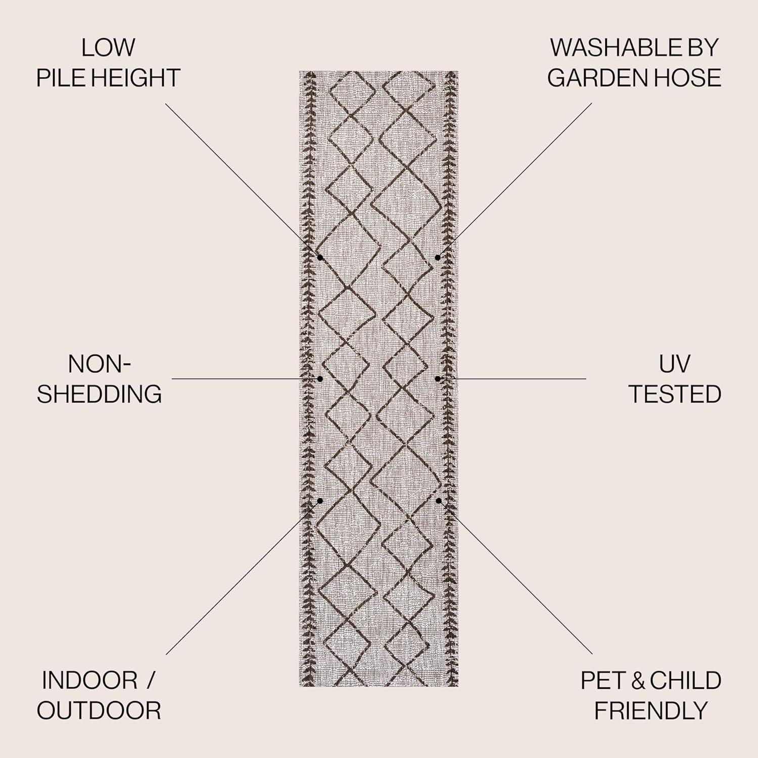 image:imageJONATHAN Y Tribal Diamond Trellis Indoor Outdoor Area Rug 3X5 BlackIvory Derya for Backyard Patio Porch EasyCleaning High Traffic PetFriendly NonShedding SMB129E3BeigeBrown