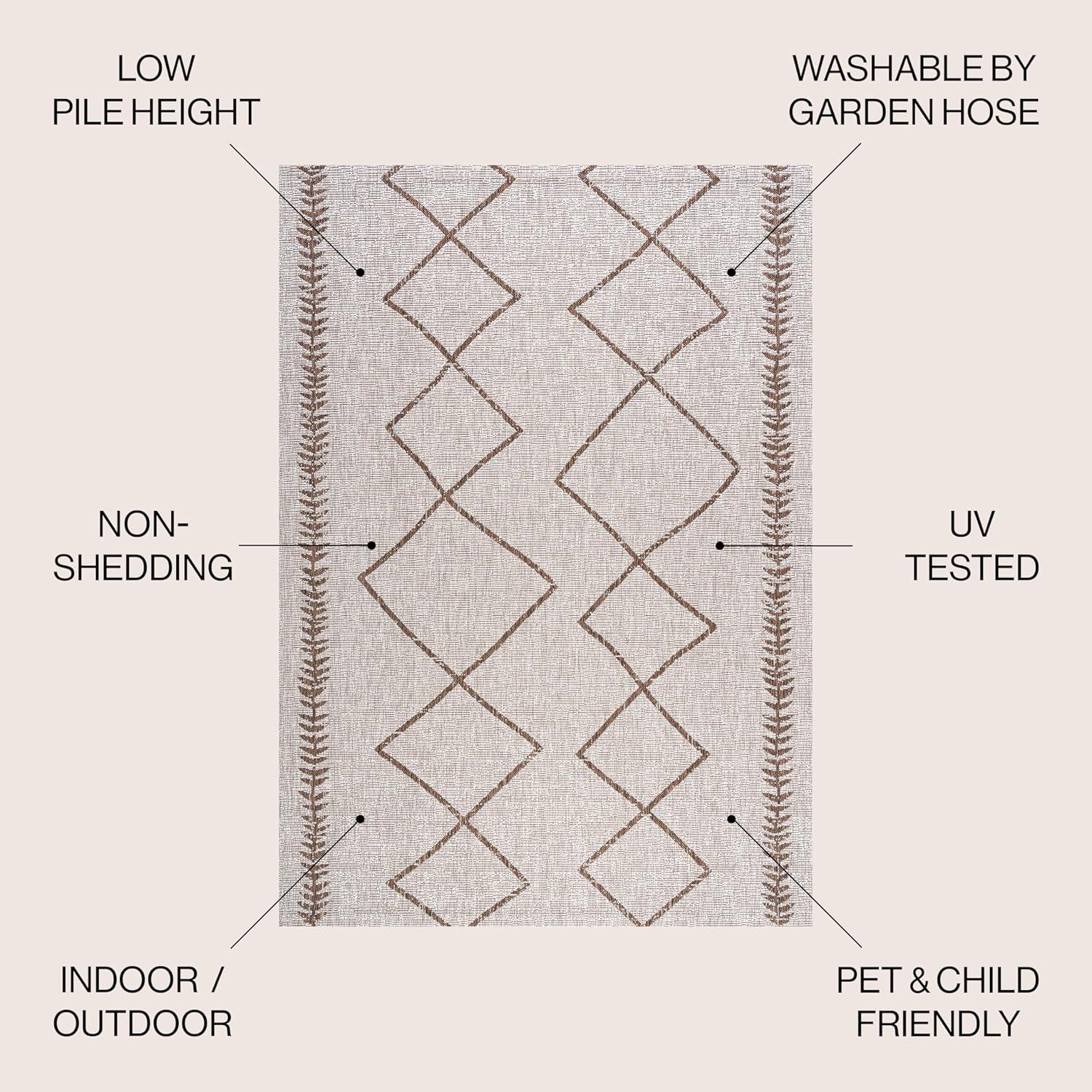 image:imageJONATHAN Y Tribal Diamond Trellis Indoor Outdoor Area Rug 3X5 BlackIvory Derya for Backyard Patio Porch EasyCleaning High Traffic PetFriendly NonShedding SMB129E3BeigeBrown