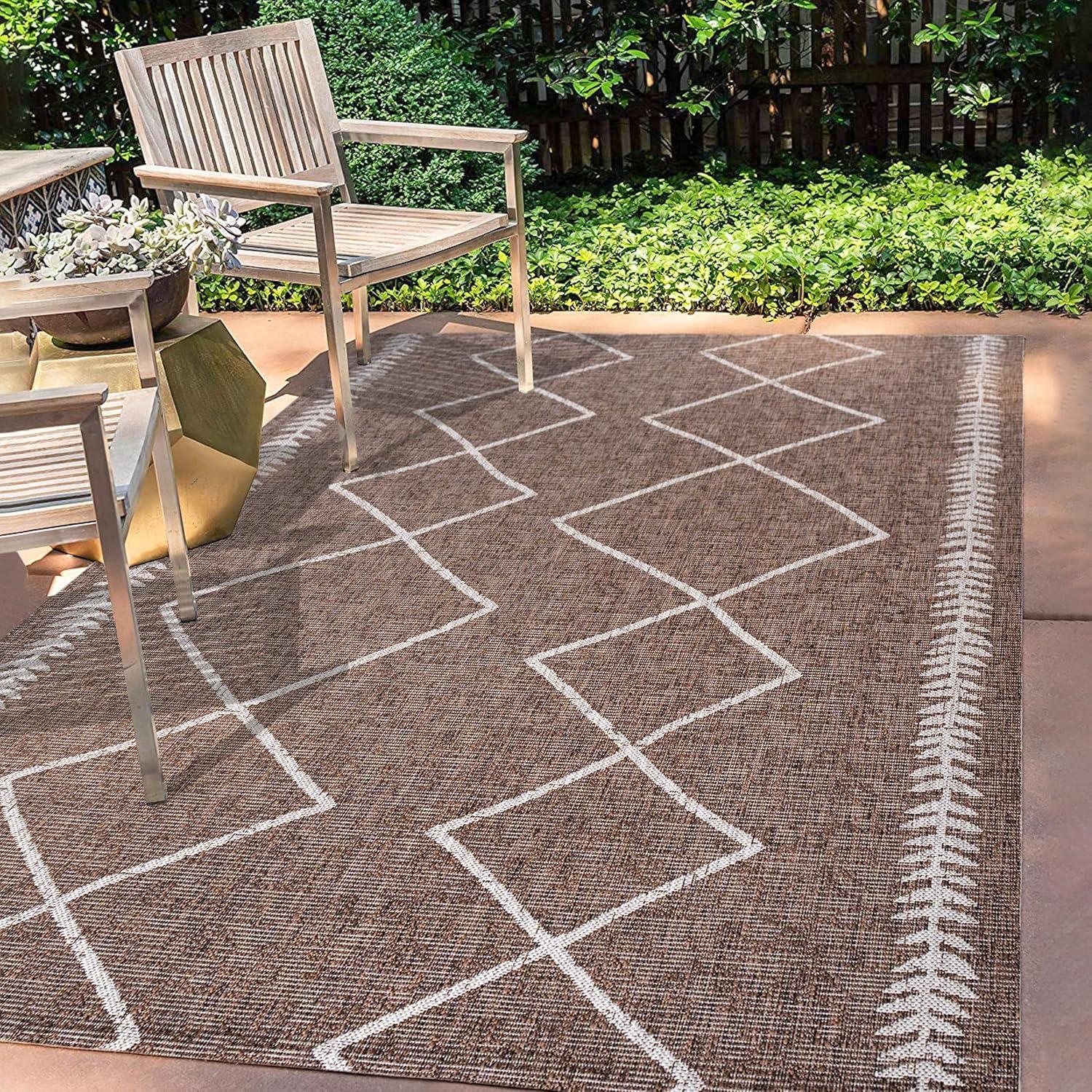 image:imageJONATHAN Y Tribal Diamond Trellis Indoor Outdoor Area Rug 3X5 BlackIvory Derya for Backyard Patio Porch EasyCleaning High Traffic PetFriendly NonShedding SMB129E3BrownBeige