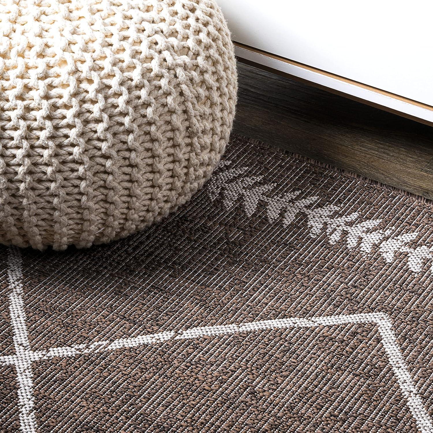 image:imageJONATHAN Y Tribal Diamond Trellis Indoor Outdoor Area Rug 3X5 BlackIvory Derya for Backyard Patio Porch EasyCleaning High Traffic PetFriendly NonShedding SMB129E3BrownBeige