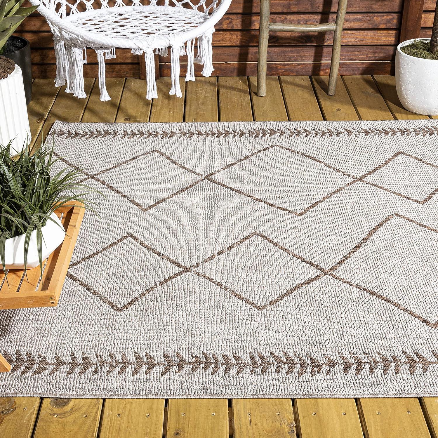 image:imageJONATHAN Y Tribal Diamond Trellis Indoor Outdoor Area Rug 3X5 BlackIvory Derya for Backyard Patio Porch EasyCleaning High Traffic PetFriendly NonShedding SMB129E3BeigeBrown