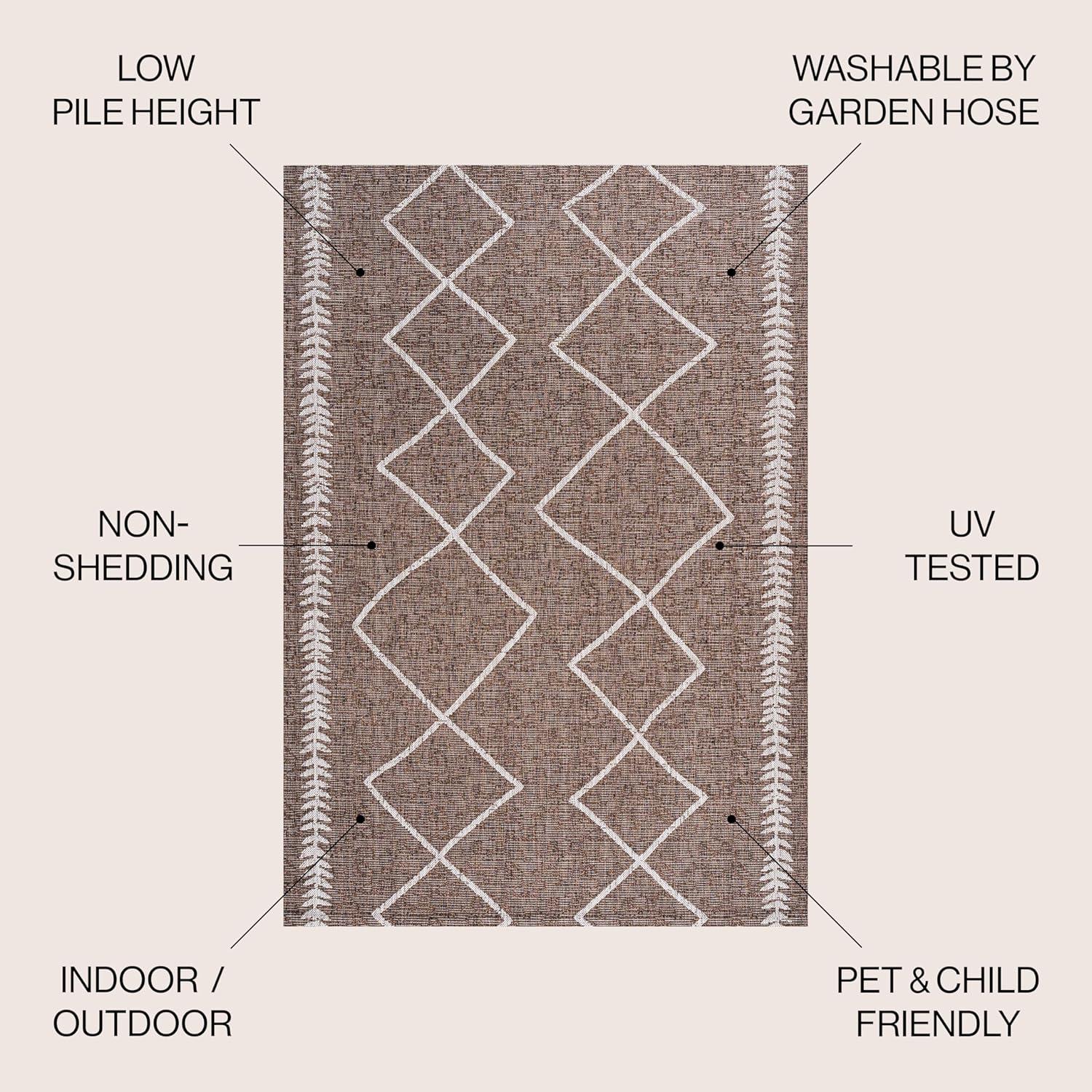 image:imageJONATHAN Y Tribal Diamond Trellis Indoor Outdoor Area Rug 3X5 BlackIvory Derya for Backyard Patio Porch EasyCleaning High Traffic PetFriendly NonShedding SMB129E3BrownBeige