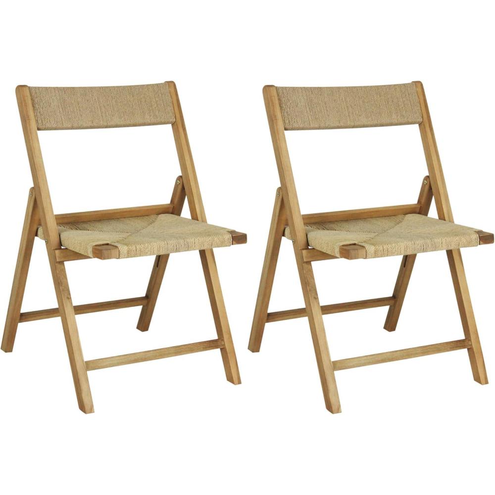 image:imageJONATHAN Y Coastal Modern Woven Seagrass Wood Folding Chair Brown Foldable Accent Dining Side Chair Comfortable Space Saving Seat for Living Room Bedroom Set of 2 FLD1002BSET2Natural
