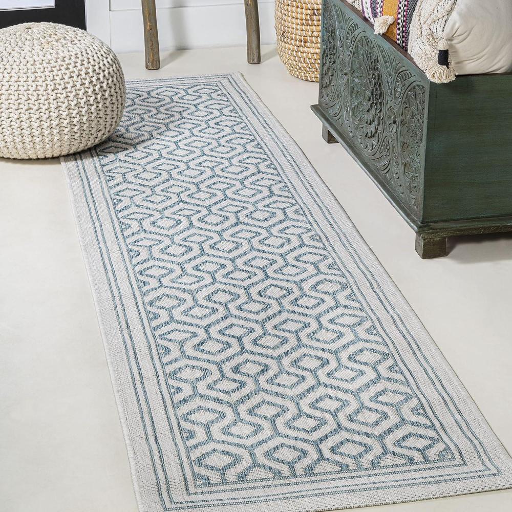 image:imageJONATHAN Y Diamond Trellis Indoor Outdoor Area Rug 3X5 TealGray Marvao for Backyard Patio Porch EasyCleaning High Traffic PetFriendly NonShedding SMB111A322 x 10 Runner