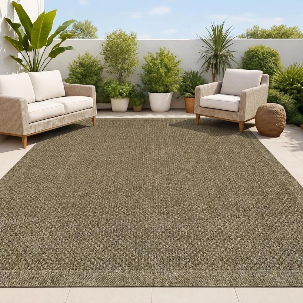 image:imageJONATHAN Y Easy Jute Rustic Indoor Outdoor Area Rug Beige 4X6 Luma Border Solid Color for Backyard Patio EasyCleaning High Traffic PetFriendly Hose Washable NonShedding FXV101A4Natural