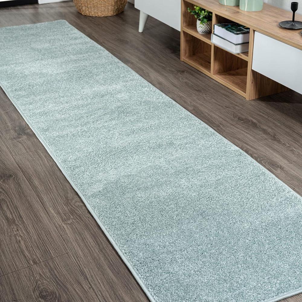 image:imageJONATHAN Y Haze Solid LowPile Aqua Blue Runner Rug 2x8 CoastalBohemianMinimalistClassic EasyCleaning for Living RoomBedroomKitchenPet FriendlyNonShedding SEU100S28