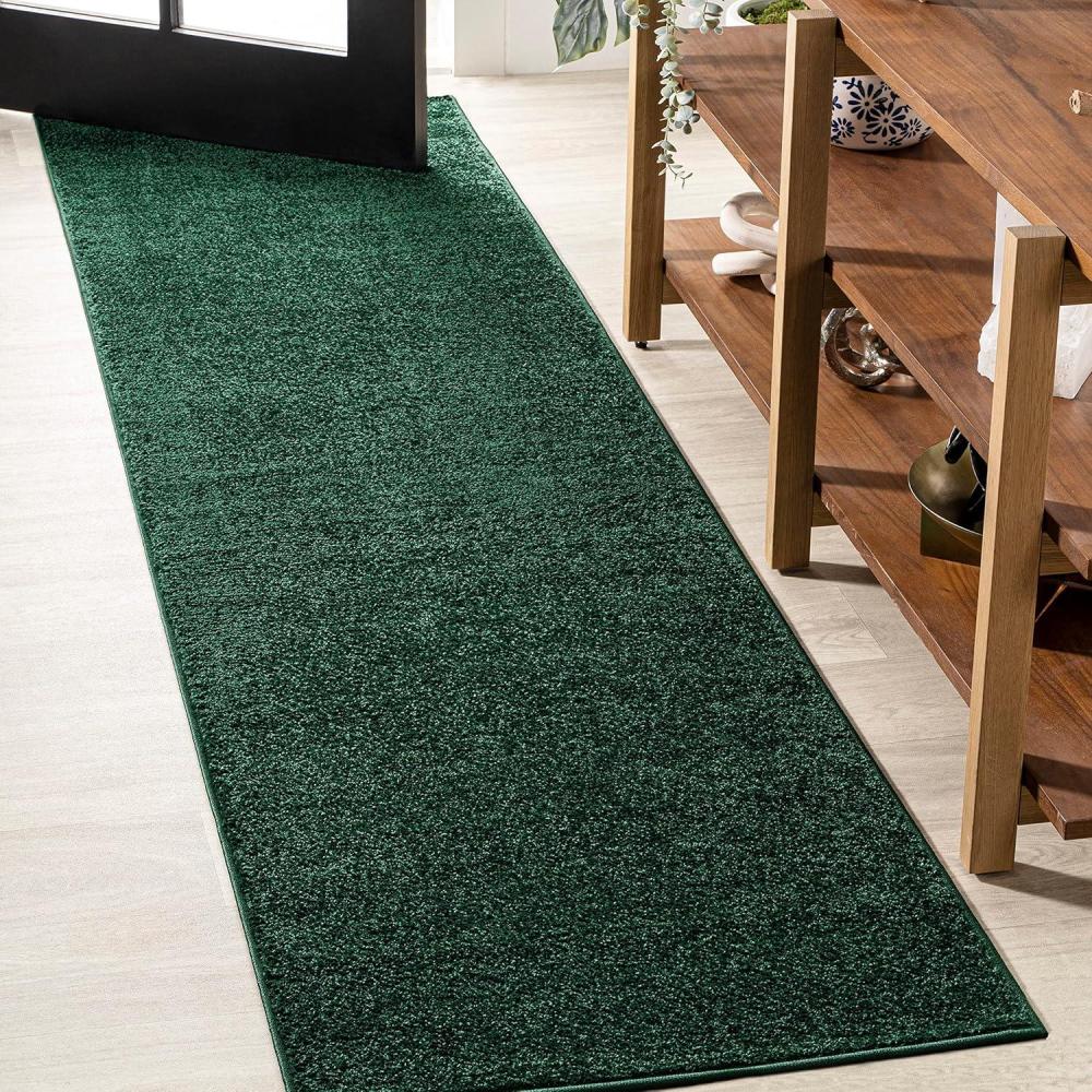 image:imageJONATHAN Y Haze Solid LowPile Emerald Runner Rug 2x8 CoastalBohemianMinimalistClassic EasyCleaning for Living RoomBedroomKitchenPet FriendlyNonShedding SEU100L28