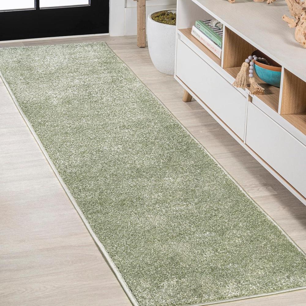 image:imageJONATHAN Y Haze Solid LowPile Green Runner Rug 2x8 CoastalBohemianMinimalistClassic EasyCleaning for Living RoomBedroomKitchenPet FriendlyNonShedding SEU100O28