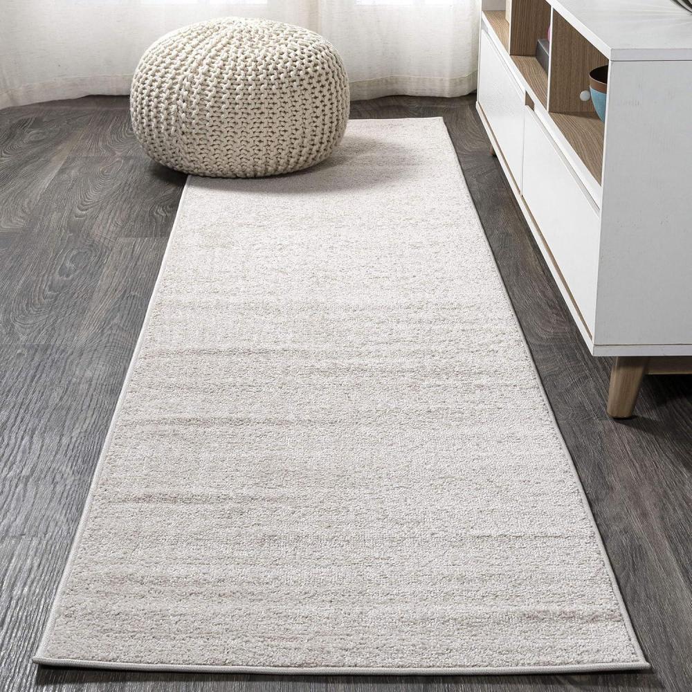 image:imageJONATHAN Y Haze Solid LowPile Ivory Runner Rug 2x8 CoastalBohemianMinimalistClassic EasyCleaning for Living RoomBedroomKitchenPet FriendlyNonShedding SEU100D28