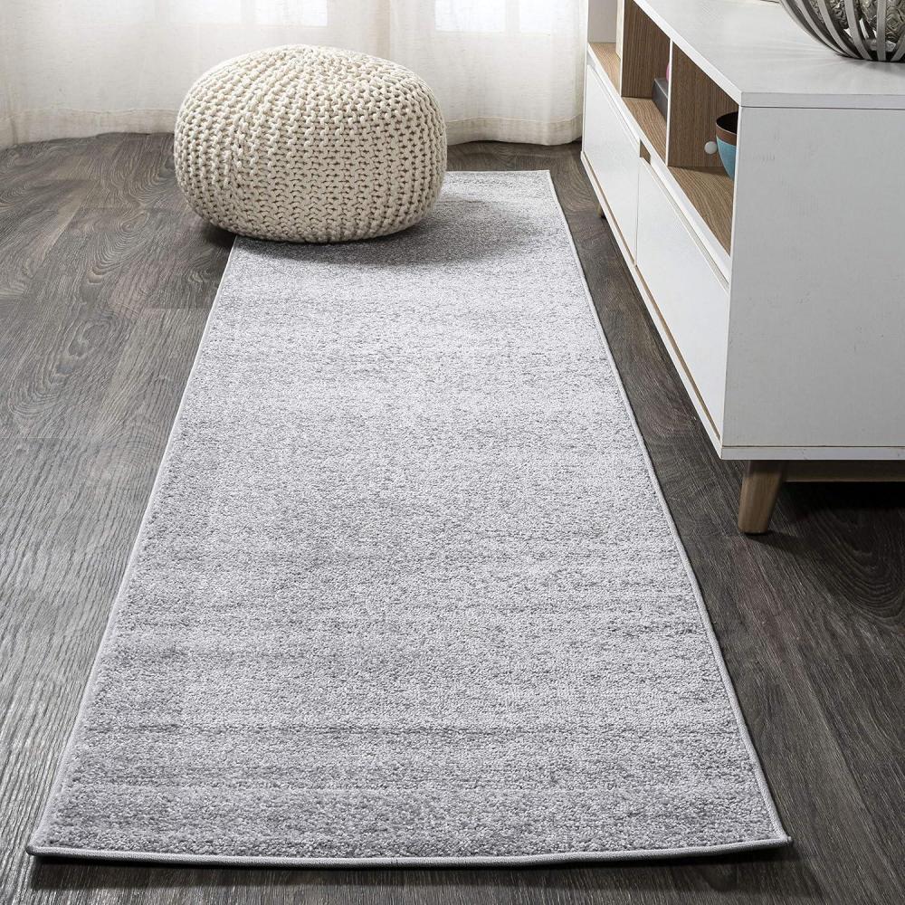 image:imageJONATHAN Y Haze Solid LowPile Light Gray Runner Rug 2x8 CoastalBohemianMinimalistClassic EasyCleaning for Living RoomBedroomKitchenPet FriendlyNonShedding SEU100K28