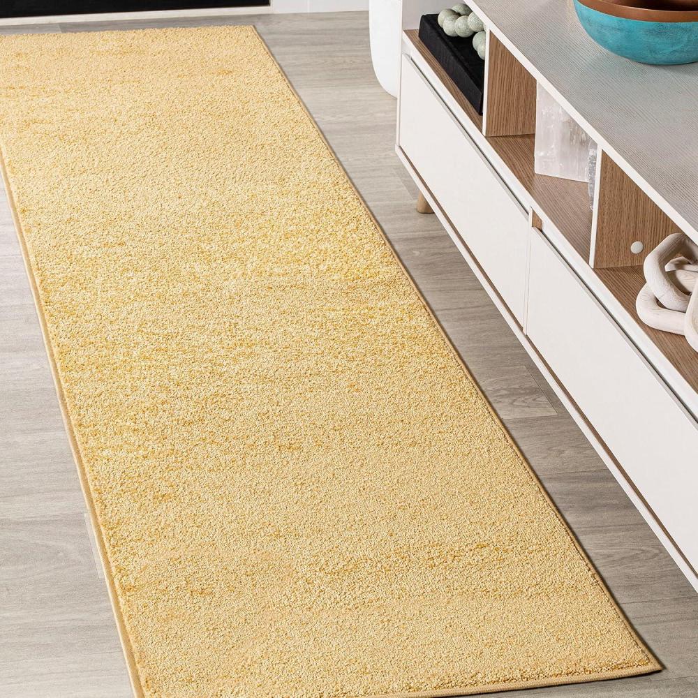 image:imageJONATHAN Y Haze Solid LowPile Mustard Runner Rug 2x8 CoastalBohemianMinimalistClassic EasyCleaning for Living RoomBedroomKitchenPet FriendlyNonShedding SEU100B28