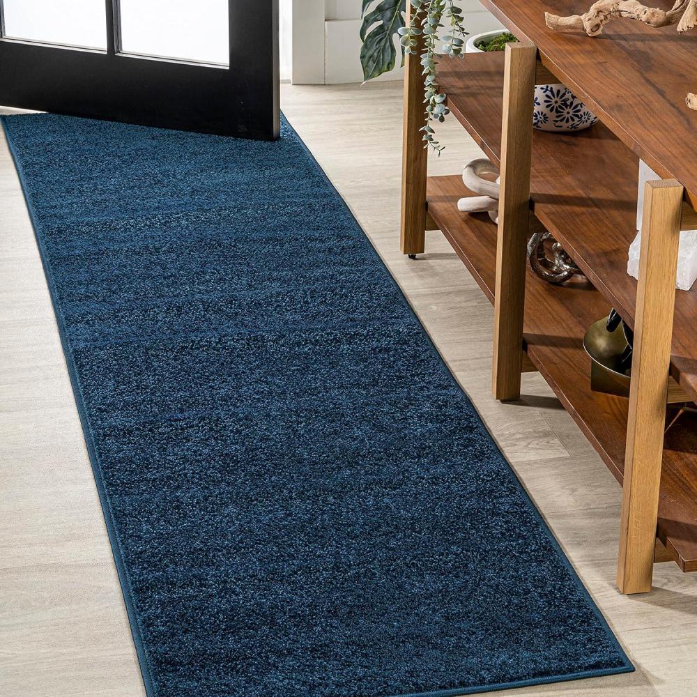 image:imageJONATHAN Y Haze Solid LowPile Navy Runner Rug 2x8 CoastalBohemianMinimalistClassic EasyCleaning for Living RoomBedroomKitchenPet FriendlyNonShedding SEU100C28