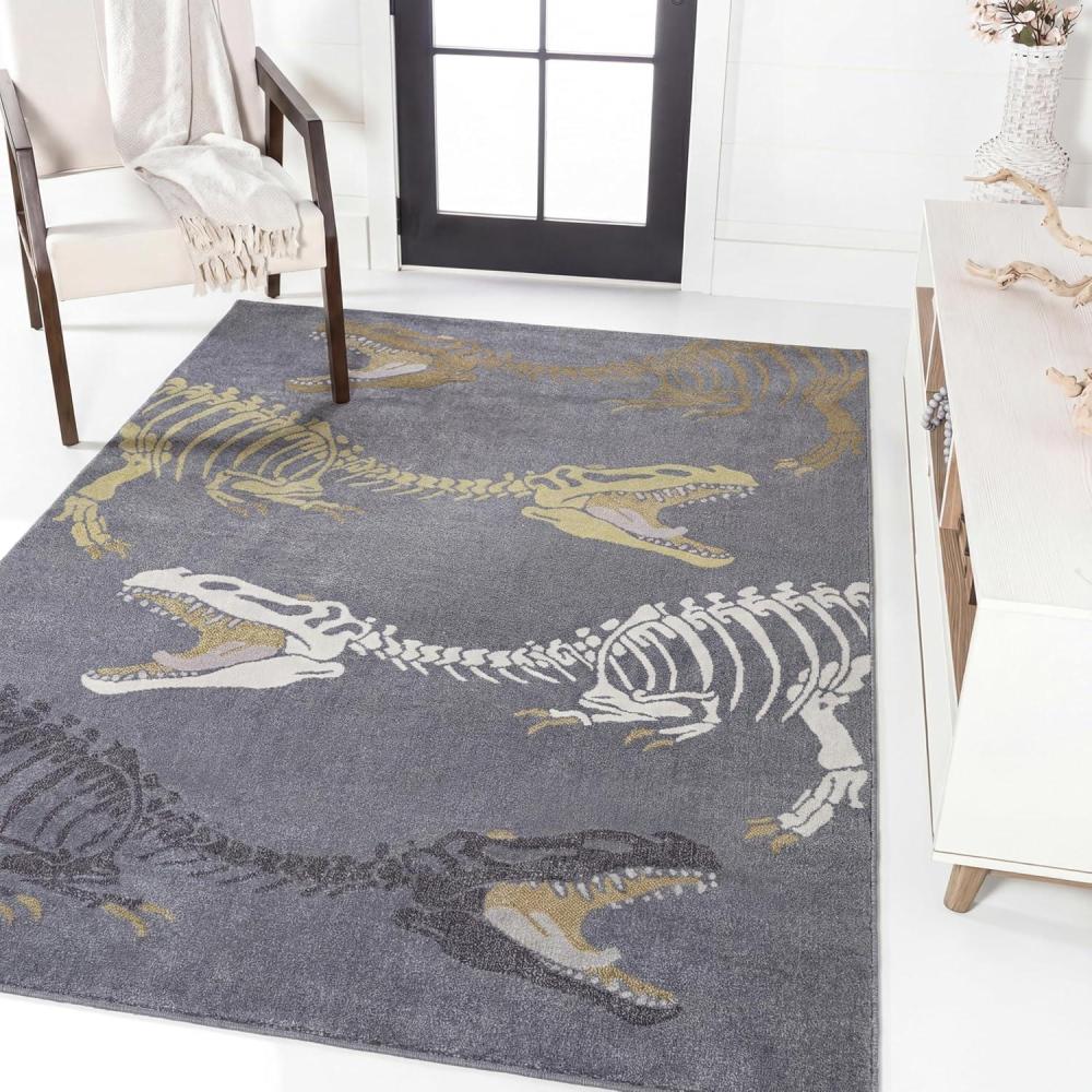 image:imageJONATHAN Y MachineWashable CreamMulti Runner Rug 2x8 Kingdarr TRex Modern Casual Kids amp Novelty for Living Room Dining Room Bedroom Kitchen EasyCleaning NonShedding KDW103A28NavyMulti