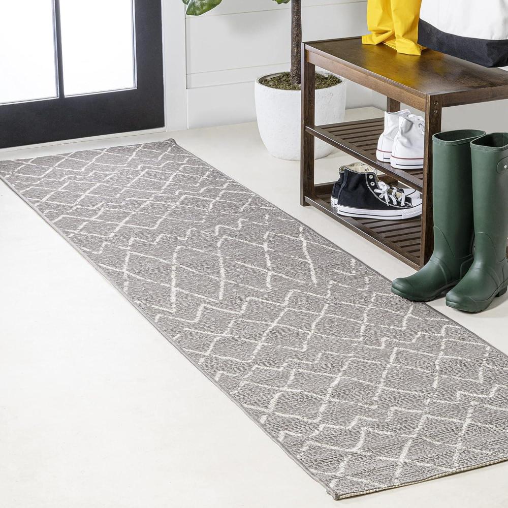 image:imageJONATHAN Y Moroccan Trellis Indoor Outdoor Area Rug 3X5 NavyLight Gray Madaba for Backyard Patio Porch EasyCleaning High Traffic PetFriendly NonShedding SMB114B3GrayCream
