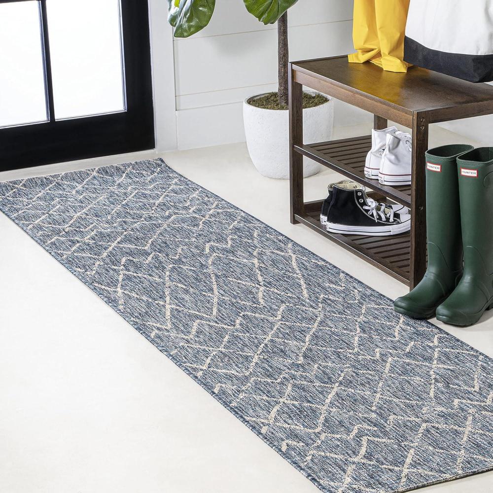 image:imageJONATHAN Y Moroccan Trellis Indoor Outdoor Area Rug 3X5 NavyLight Gray Madaba for Backyard Patio Porch EasyCleaning High Traffic PetFriendly NonShedding SMB114B3NavyLight Gray