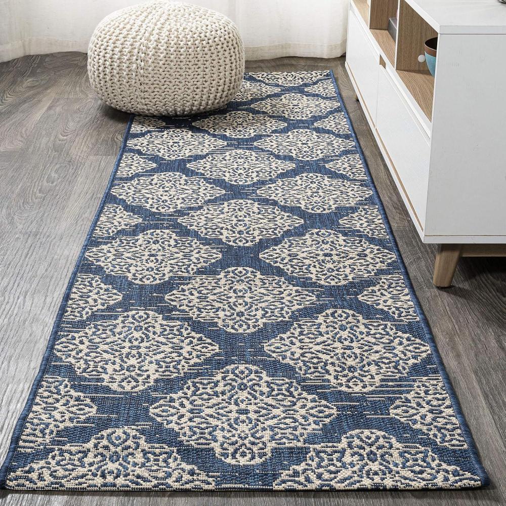 image:imageJONATHAN Y Ornate Medallions Indoor Outdoor Area Rug 3X5 NavyBeige Tuscany for Backyard Patio Porch EasyCleaning High Traffic PetFriendly NonShedding SMB121A3NavyBeige