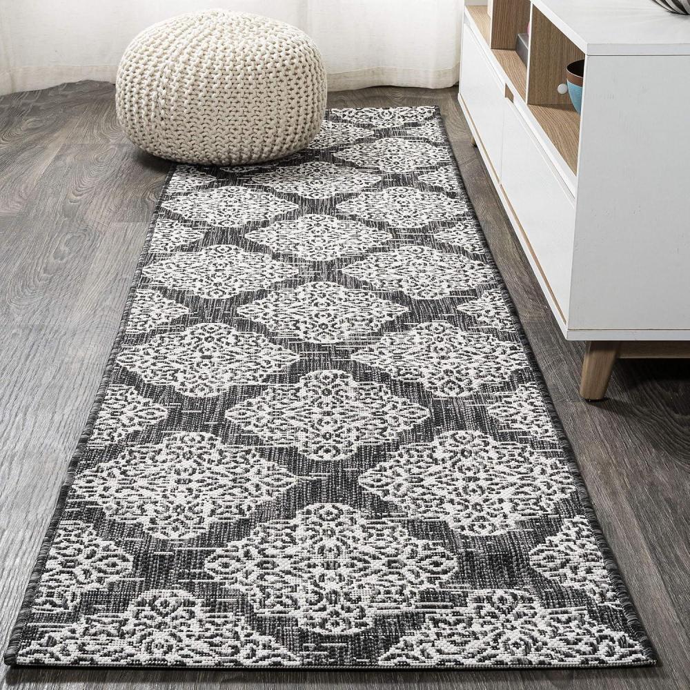image:imageJONATHAN Y Ornate Medallions Indoor Outdoor Area Rug 3X5 NavyBeige Tuscany for Backyard Patio Porch EasyCleaning High Traffic PetFriendly NonShedding SMB121A3BlackIvory