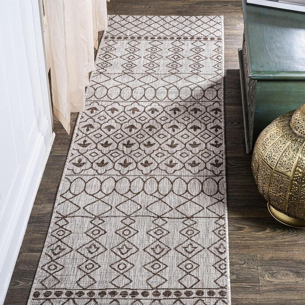 image:imageJONATHAN Y Tribal Bohemian Indoor Outdoor Area Rug 3X5 BlackIvory Kafel for Backyard Patio Porch EasyCleaning High Traffic PetFriendly NonShedding SMB130F3BeigeBrown
