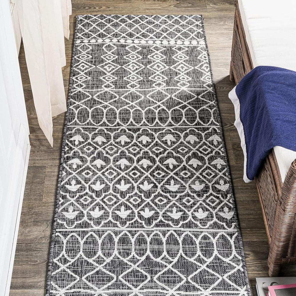 image:imageJONATHAN Y Tribal Bohemian Indoor Outdoor Area Rug 3X5 BlackIvory Kafel for Backyard Patio Porch EasyCleaning High Traffic PetFriendly NonShedding SMB130F3BlackIvory