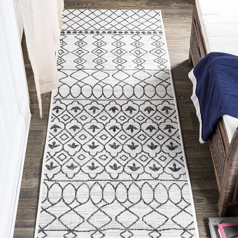 image:imageJONATHAN Y Tribal Bohemian Indoor Outdoor Area Rug 3X5 BlackIvory Kafel for Backyard Patio Porch EasyCleaning High Traffic PetFriendly NonShedding SMB130F3IvoryBlack