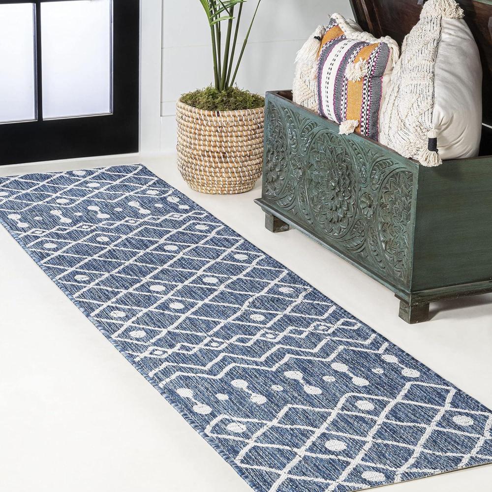 image:imageJONATHAN Y Tribal Bohemian Indoor Outdoor Area Rug 3X5 BrownBeige Nokat for Backyard Patio Porch EasyCleaning High Traffic PetFriendly NonShedding SMB131B3BlueIvory