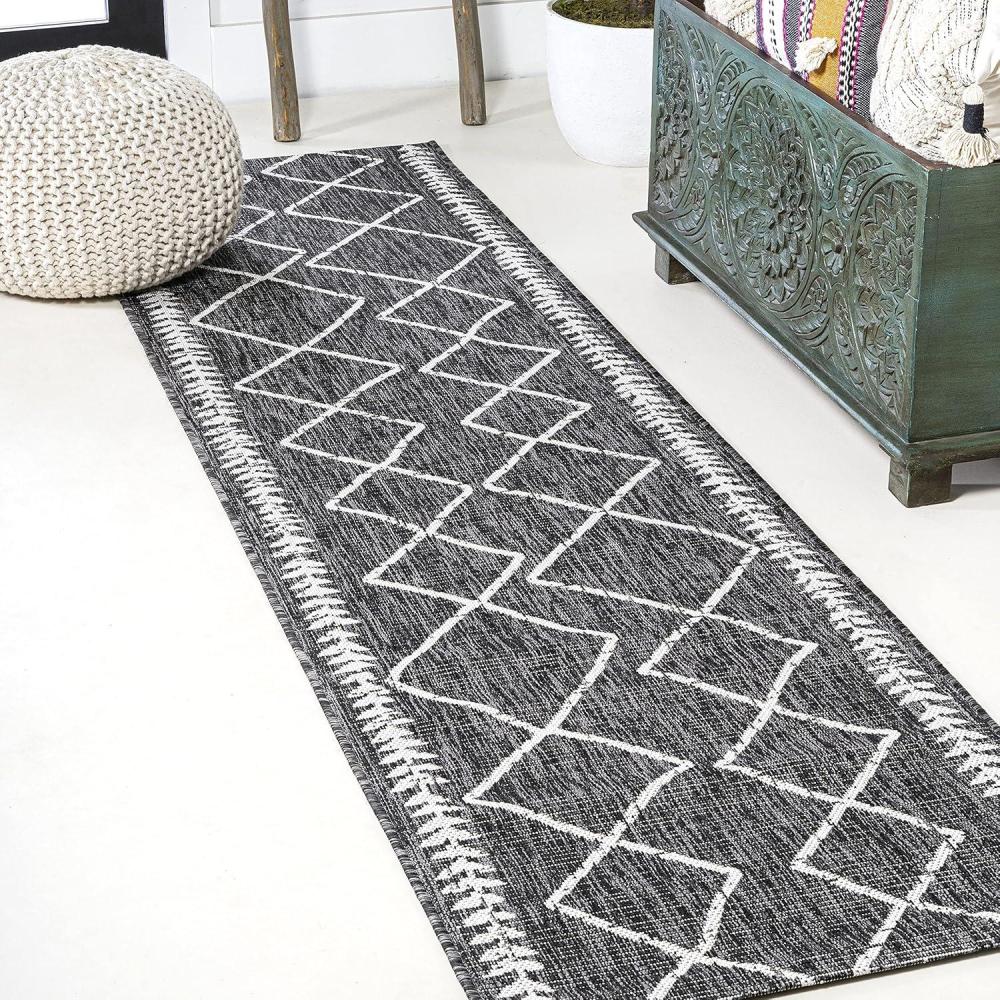image:imageJONATHAN Y Tribal Diamond Trellis Indoor Outdoor Area Rug 3X5 BlackIvory Derya for Backyard Patio Porch EasyCleaning High Traffic PetFriendly NonShedding SMB129E3BlackIvory