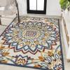 JONATHAN Y Abstract Bold Mandala Indoor Outdoor Area Rug 3X5 Red/Blue/Yellow, Flora High-Low for Backyard, Patio, Porch, Easy-Cleaning, High Traffic, Pet-Friendly, Non-Shedding (AMC112A-3)(3′ x 5′ (Rectangular))