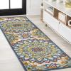 JONATHAN Y Abstract Bold Mandala Indoor Outdoor Area Rug 3X5 Red/Blue/Yellow, Flora High-Low for Backyard, Patio, Porch, Easy-Cleaning, High Traffic, Pet-Friendly, Non-Shedding (AMC112A-3)(2’3″ x 8′ (Runner))