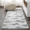 JONATHAN Y Art Deco Geometric Indoor Outdoor Runner Rug 2X8 Beige, Jazz High-Low Pile for Backyard, Patio, Porch, Easy-Cleaning, High Traffic, Pet-Friendly, Non-Shedding (SBH106B-28)(Black/Ivory)