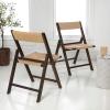 JONATHAN Y Coastal Modern Woven Seagrass Wood Folding Chair, Brown, Foldable Accent Dining Side Chair, Comfortable Space Saving Seat for Living Room Bedroom, Set of 2 (FLD1002B-SET2)(Brown)