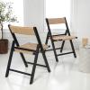 JONATHAN Y Coastal Modern Woven Seagrass Wood Folding Chair, Brown, Foldable Accent Dining Side Chair, Comfortable Space Saving Seat for Living Room Bedroom, Set of 2 (FLD1002B-SET2)(Black)