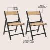 JONATHAN Y Coastal Modern Woven Seagrass Wood Folding Chair, Brown, Foldable Accent Dining Side Chair, Comfortable Space Saving Seat for Living Room Bedroom, Set of 2 (FLD1002B-SET2)(Black)