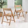 JONATHAN Y Coastal Modern Woven Seagrass Wood Folding Chair, Brown, Foldable Accent Dining Side Chair, Comfortable Space Saving Seat for Living Room Bedroom, Set of 2 (FLD1002B-SET2)(Natural)