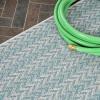 JONATHAN Y Concentric Squares Indoor Outdoor Area Rug 3X5 Black/Light Gray, Chevron Modern for Backyard, Patio, Porch, Easy-Cleaning, High Traffic, Pet-Friendly, Non-Shedding (SMB206B-3)(Aqua/Light Gray)