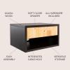 JONATHAN Y Ettore 15.71″ Mid-Century Modern Floating Wall Mounted Nightstand with Soft-Close Drawer and Cable Hole, Dark Brown (Set of 2) (NST2002A-SET2)(Black/Light Oak)