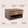 JONATHAN Y Ettore 15.71″ Mid-Century Modern Floating Wall Mounted Nightstand with Soft-Close Drawer and Cable Hole, Dark Brown (Set of 2) (NST2002A-SET2)(Dark Brown)