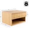 JONATHAN Y Ettore 15.71″ Mid-Century Modern Floating Wall Mounted Nightstand with Soft-Close Drawer and Cable Hole, Dark Brown (Set of 2) (NST2002A-SET2)(Light Oak)