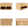 JONATHAN Y Ettore 15.71″ Mid-Century Modern Floating Wall Mounted Nightstand with Soft-Close Drawer and Cable Hole, Dark Brown (Set of 2) (NST2002A-SET2)(Light Oak)