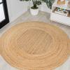 JONATHAN Y Harmony Boho Jute Circle Natural 5′ Round Indoor Area Rug, Cottage, French Country, Easy-Cleaning for Living Room, Bedroom, Kitchen, Pet Friendly, Non-Shedding (RNF110A-5R)(5’1″ (Round))