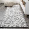 JONATHAN Y Medallion High-Low Indoor Outdoor Area Rug 3X5 Light Gray/Ivory, Lucena Modern for Backyard, Patio, Porch, Easy-Cleaning, High Traffic, Pet-Friendly, Non-Shedding (AMC104A-3)(2’3″ x 8′ (Runner))