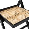 JONATHAN Y Mid-Century Vintage Wood Rattan Folding Chair, Foldable Dining Accent Seat for Living Room, Set of 2, Black (FLD1000C-SET2)(Black)