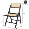 JONATHAN Y Mid-Century Vintage Wood Rattan Folding Chair, Foldable Dining Accent Seat for Living Room, Set of 2, Black (FLD1000C-SET2)(Black)