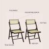 JONATHAN Y Mid-Century Vintage Wood Rattan Folding Chair, Foldable Dining Accent Seat for Living Room, Set of 2, Black (FLD1000C-SET2)(Dark Brown)