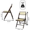 JONATHAN Y Mid-Century Vintage Wood Rattan Folding Chair, Foldable Dining Accent Seat for Living Room, Set of 2, Black (FLD1000C-SET2)(Dark Brown)
